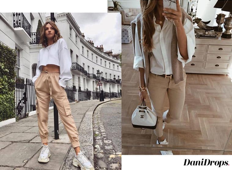modelli di pantaloni beige