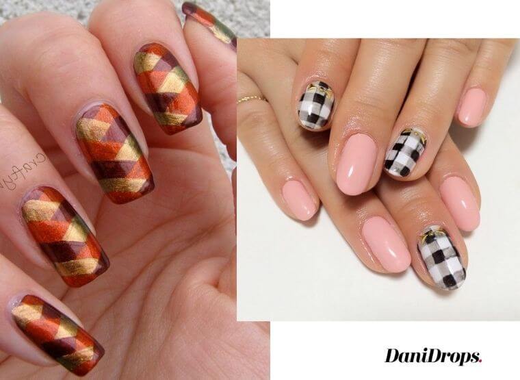 Nails with checkered designs