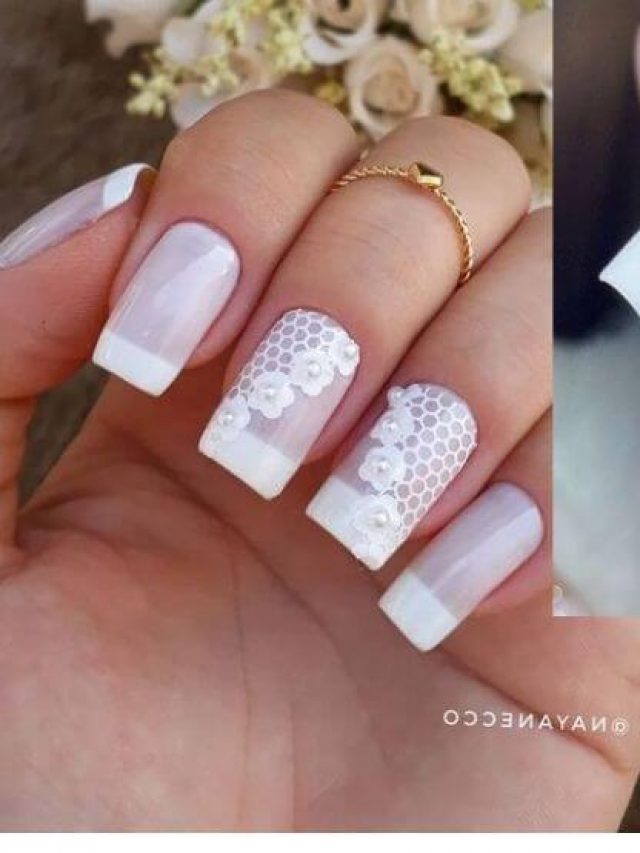 Ongles décorés blancs