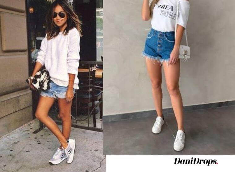 Look with denim shorts and sneakers
