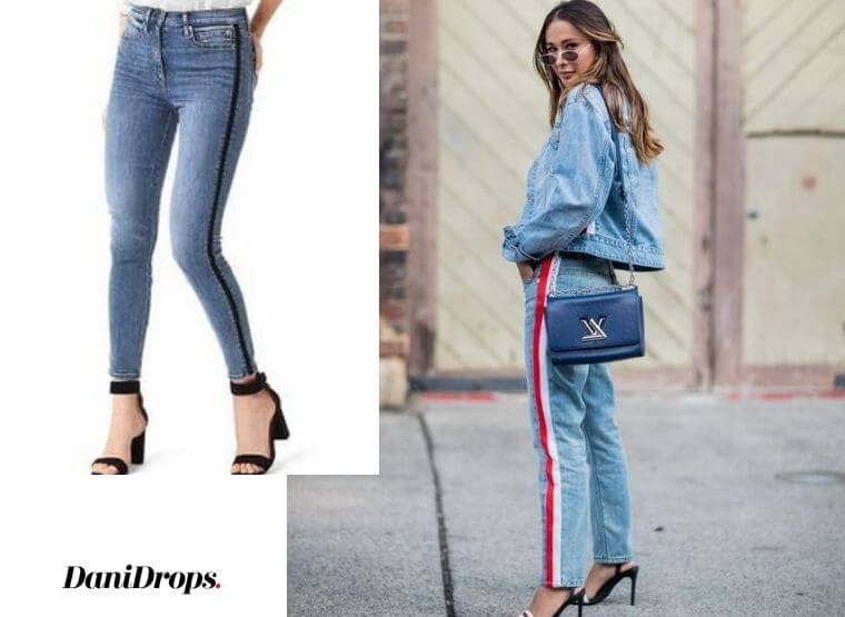 Calça jeans com Faixa Lateral