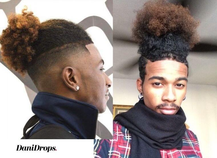 Men's Curly Haircut Top knot