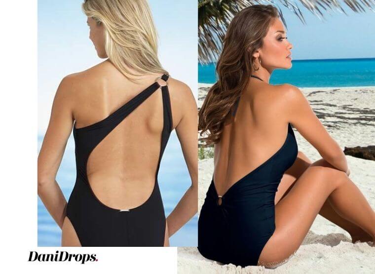Swimsuit models with neckline on the back