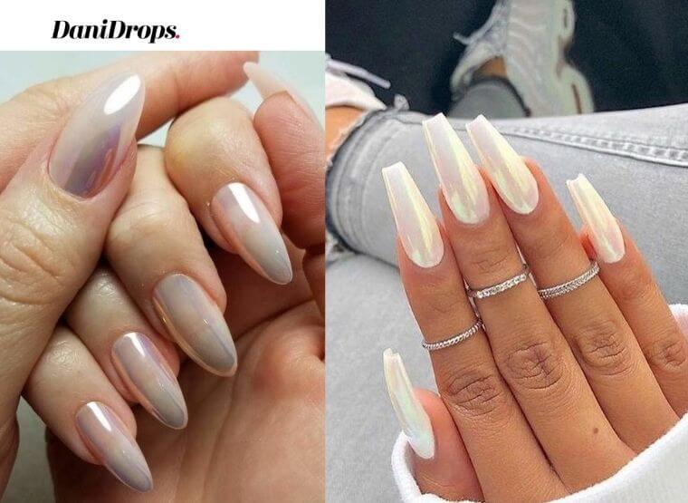 Pearl white nail color trend