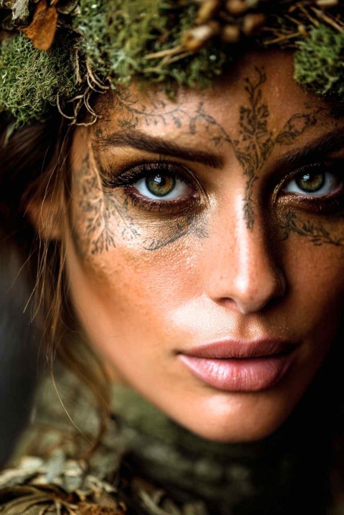 Trucco di Halloween da strega della foresta incantata Trucco di Halloween da strega della foresta incantata