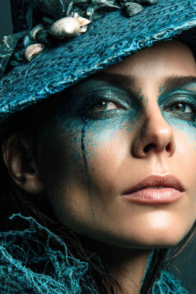 Trucco di Halloween da strega del mare Trucco di Halloween da strega del mare