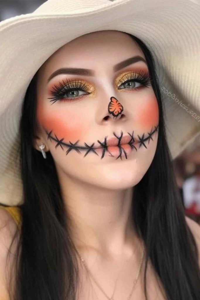 Trucco di Halloween da spaventapasseri Trucco di Halloween da spaventapasseri
