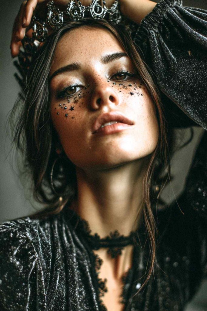 Trucco di Halloween da strega con gli occhi stellati Trucco di Halloween da strega con gli occhi stellati