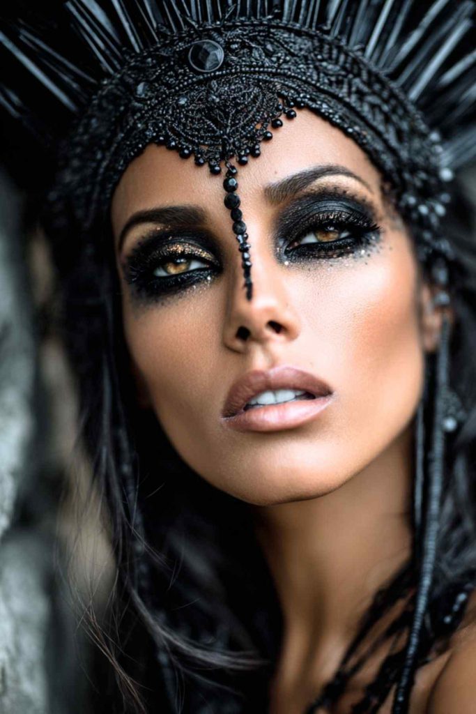 Trucco di Halloween da regina della magia nera Trucco di Halloween da regina della magia nera