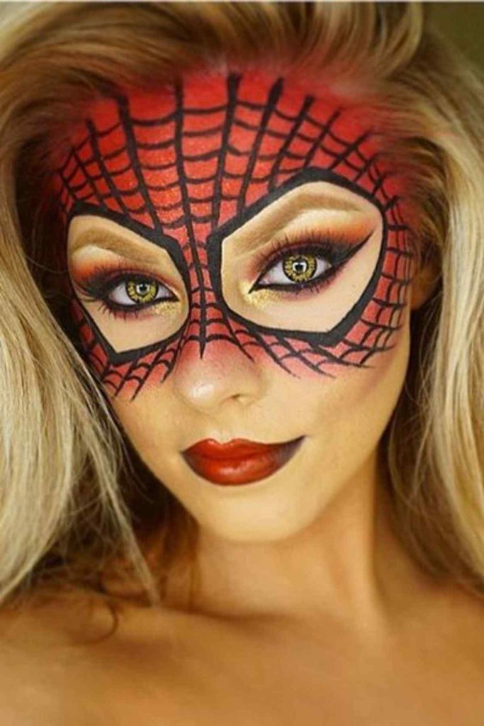Trucco di Halloween da Spider-Woman 1 Trucco di Halloween della donna ragno