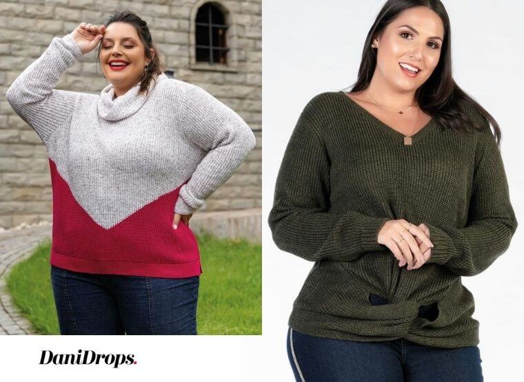 blusa de tricot plus size - Tendências de Moda Plus Size para 2022 – Veja 196 modelos de roupas plus size para você montar o seu look
