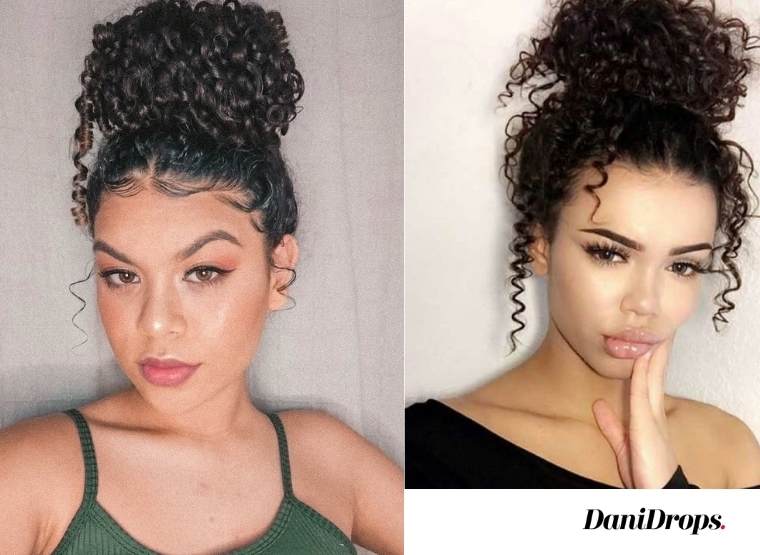 Hairstyle for Curly Hair with Bun
