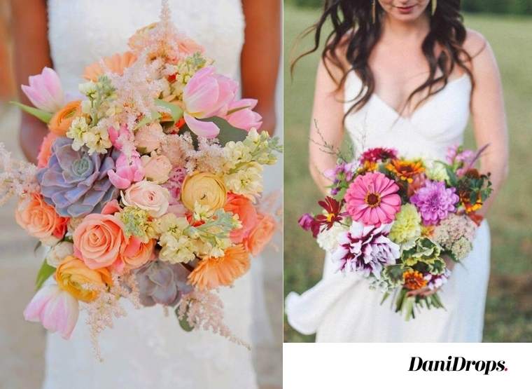 Bridal bouquet with colorful flowers