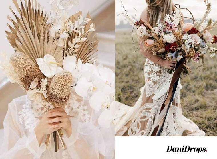 Bridal bouquet with dried flowers