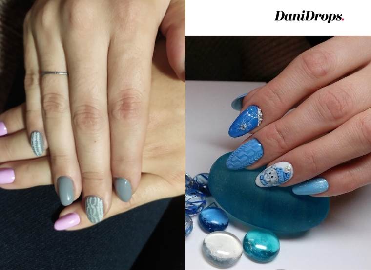 Nail decorated with mesh or textures