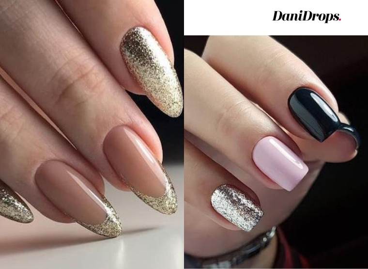 Nails decorated with glitter