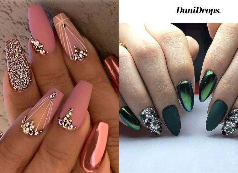 Nails decorated with rhinestones
