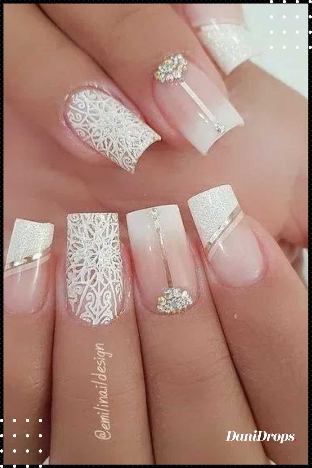 24Pcs Press on Nails Long Flower Fake Nails White French Press on Nails  Flalse Nails with Design Nude Pink and White Acrylic Nails Press on Stick  on Nails Glossy Glue on Nails