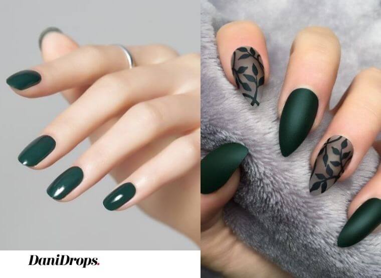 green decorated nails