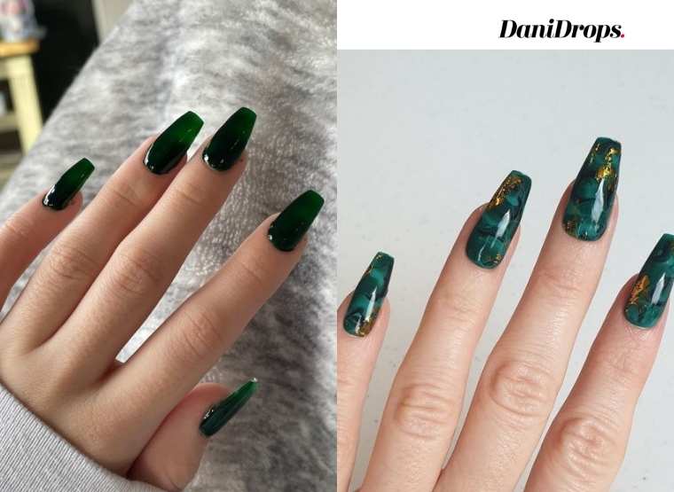 Detalle 49+ imagen uñas acrilicas verdes oscuro