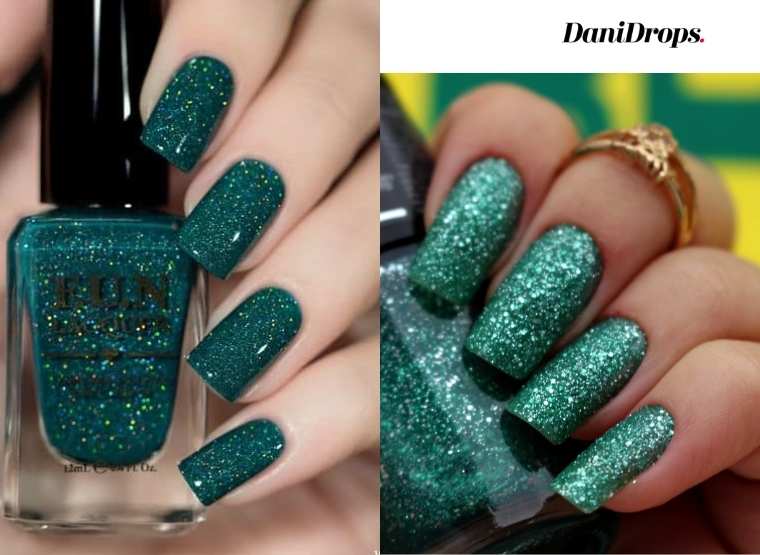 Grace-full Nail Polish — MCKFRESH - Wigs On Wigs On Wigs –green with gold  shimmer. Emerald & gold