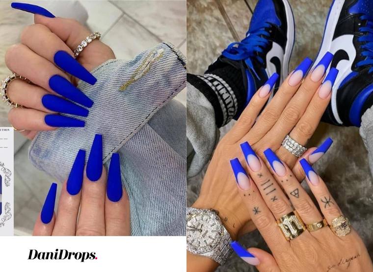 07 Color de uñas azul ataúd uñas de color azul ataúd