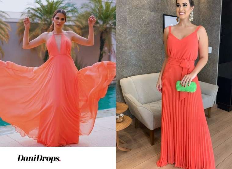 Vestido de Madrinha de Casamento Laranja 2023 - Veja mais de 100 vestidos  de madrinha laranja