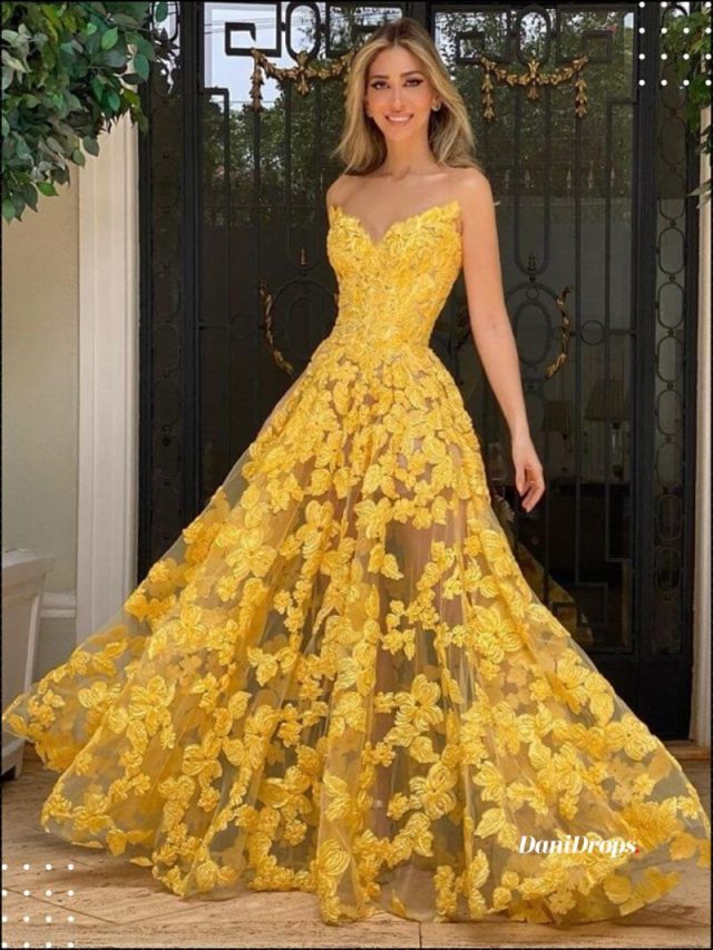 Vestido amarillo de dama de honor 2023 – 10 modelos