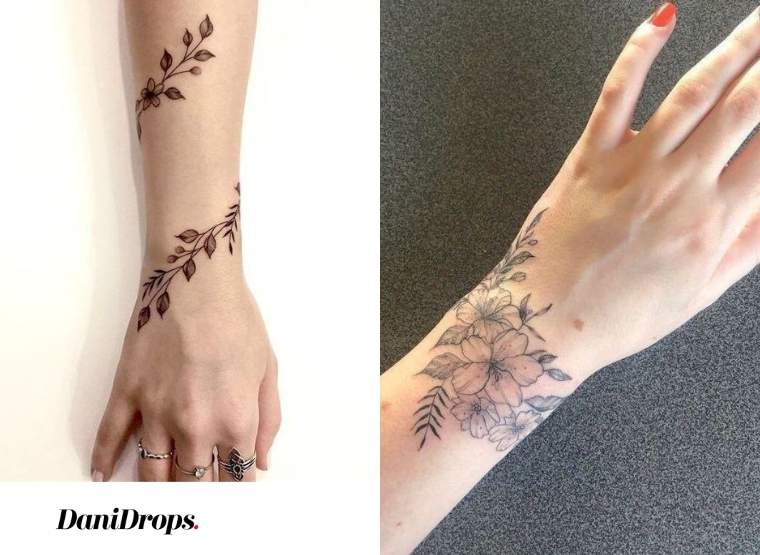 53 Tatuagem Floral no pulso