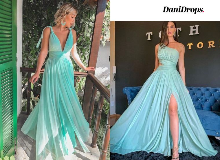 Vestido de Madrinha de Casamento Azul Tiffany 2023