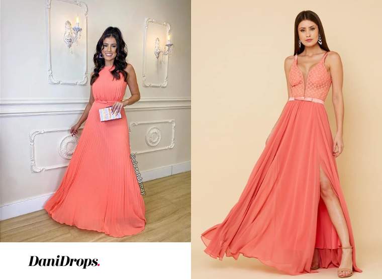 Vestido de dama de honor color salmón 2023: vea de 60 modelos de vestidos de dama de honor color salmón