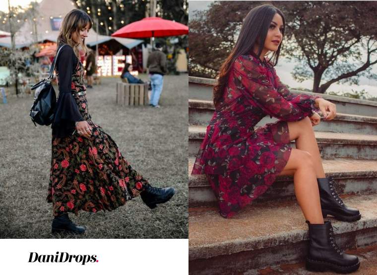 23 Look com Coturno e vestido boho Look com Coturno e vestido boho