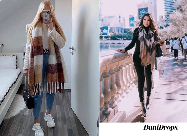 winter look with scarves