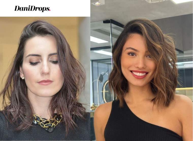 Long bob haircut with frayed ends