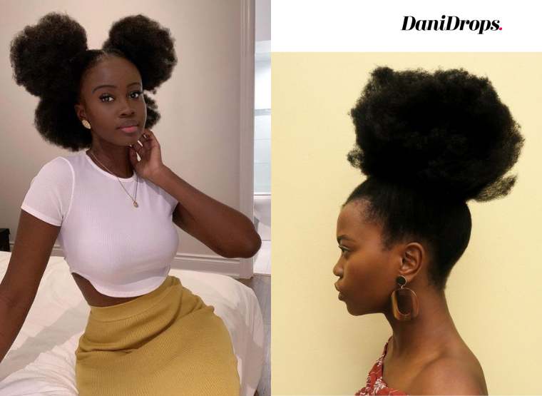 Afro Puff Drawstring Ponytail with Bangs for Black Women Afro High Puff Bun  with Replaceable Spring