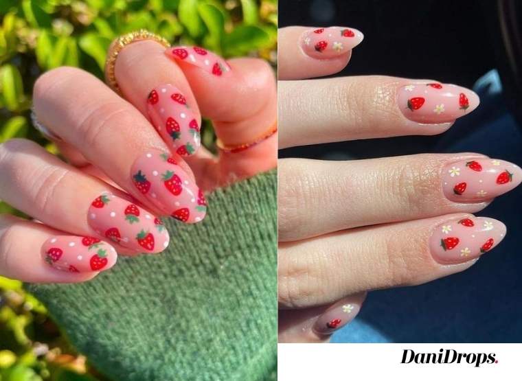 Nail Art of Strawberries usa colores actuales