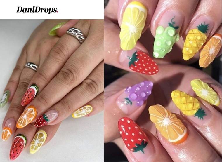 Nail art per macedonia di frutta, molteplici opzioni, un look unico