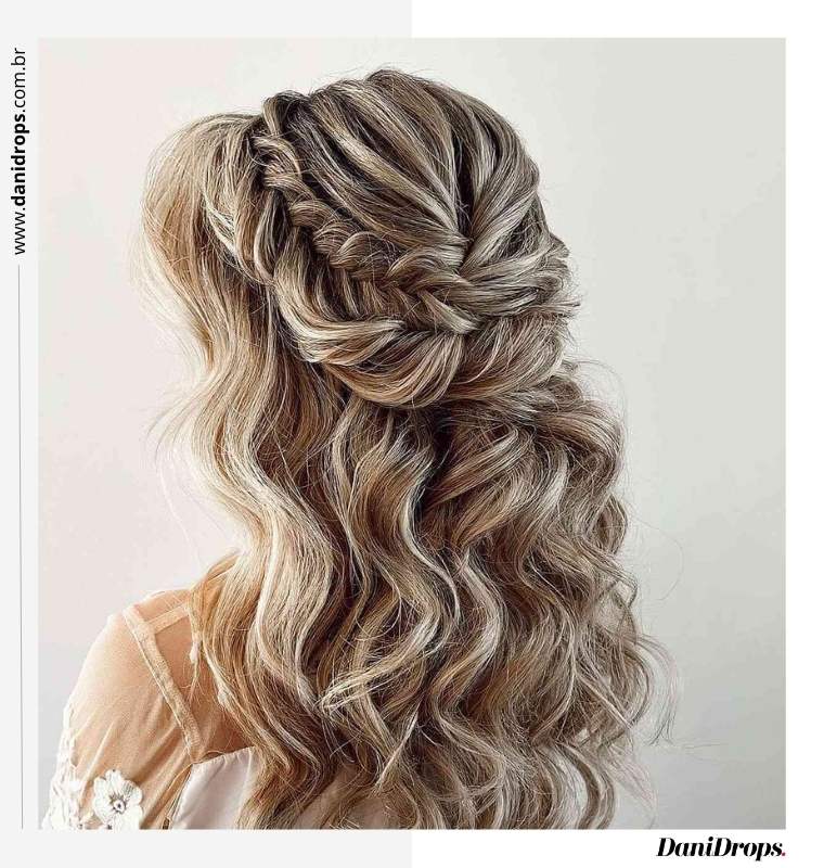 Boho style hairstyle with small braids