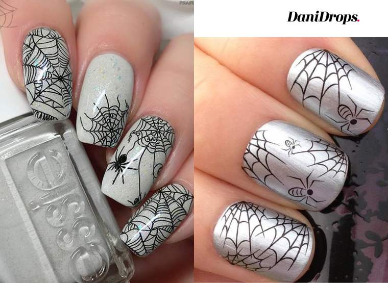 Arte delle unghie di Halloween con ragnatela