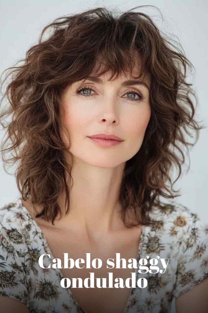 Cabelo shaggy ondulado