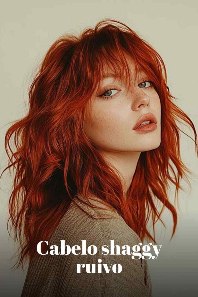 Cabelo shaggy ruivo
