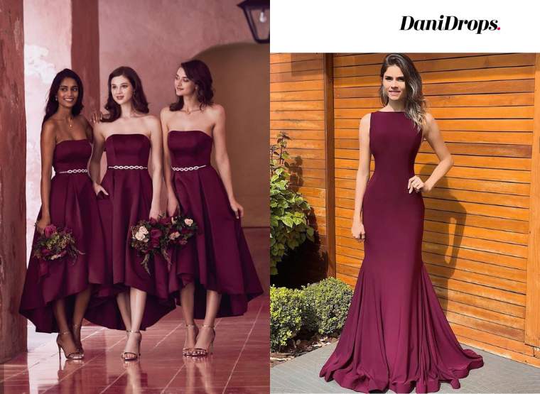 Vestido de dama de honor Marsala Tendencia 2024