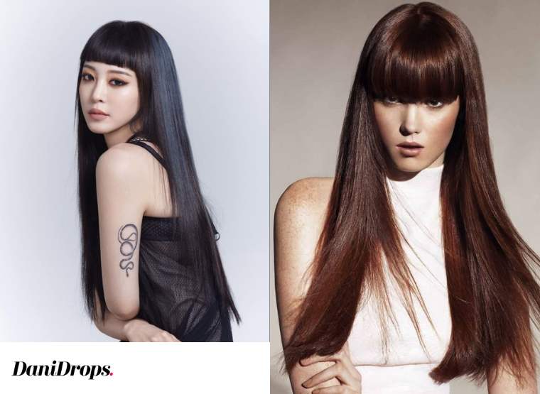 Coupe longue avec frange pour cheveux raides 2 Coupe longue avec frange pour cheveux raides