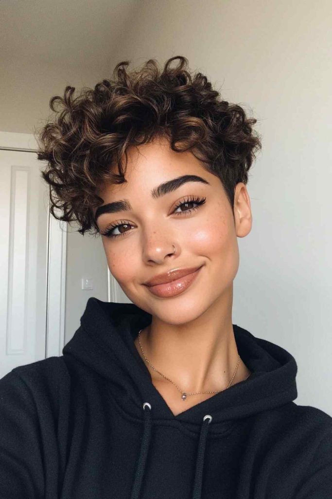 Taglio di capelli riccio Pixie Cut 24 Taglio di capelli riccio Pixie Cut
